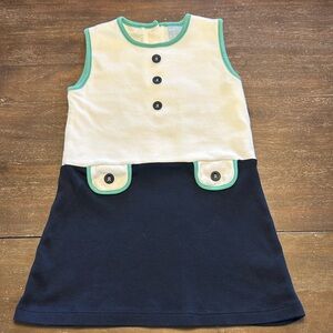 Bella Bliss White/Navy/ Green Sleeveless Cotton Dress